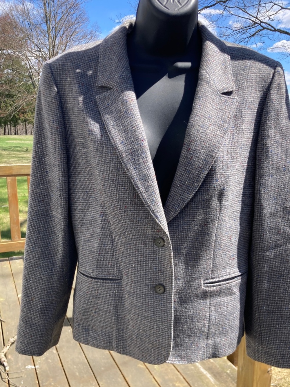 Vintage Pendelton 100% Wool Gray Tweed Blazer / M